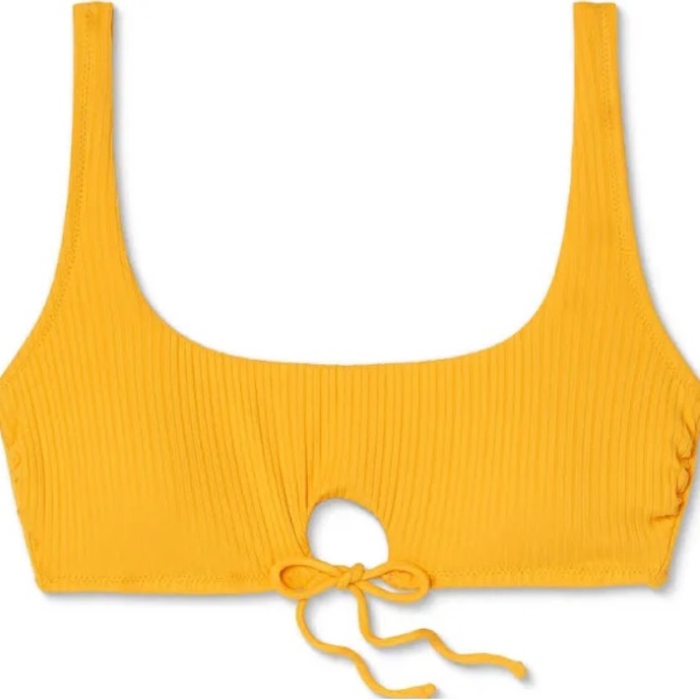 Keyhole Yellow Ribbed Bikini Set - Picture 2 of 5